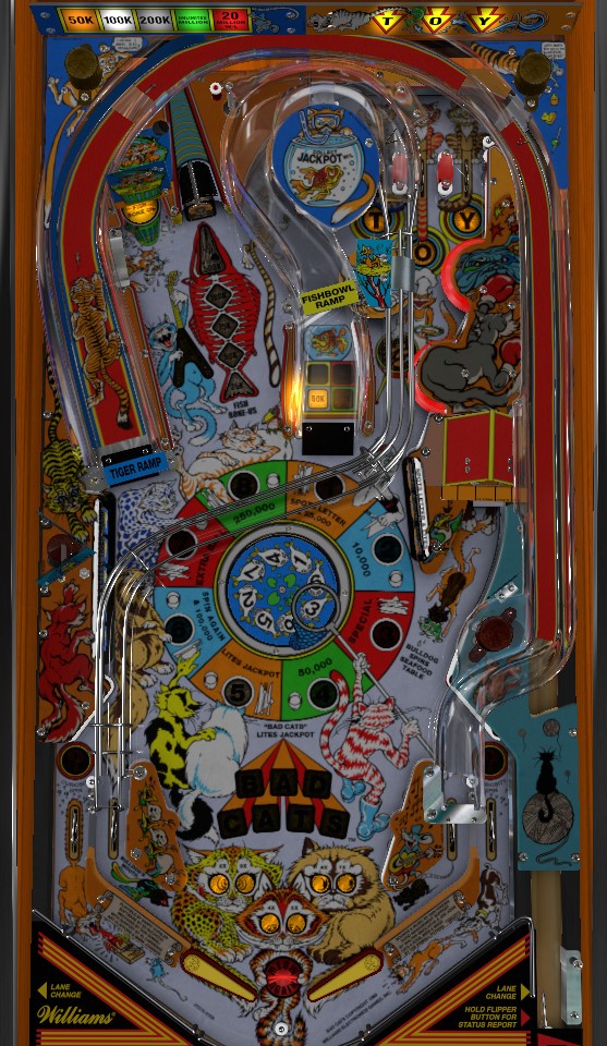 Bad Cats playfield. Taken from VPX by VPin Workshop