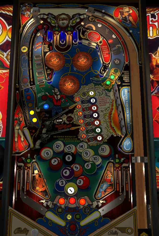 Eight Ball Deluxe playfield. Taken from VPX by 32assassin