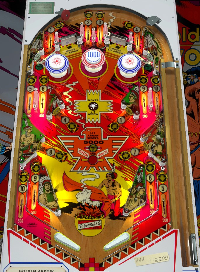 Golden Arrow playfield. Taken from VPX by BorgDog