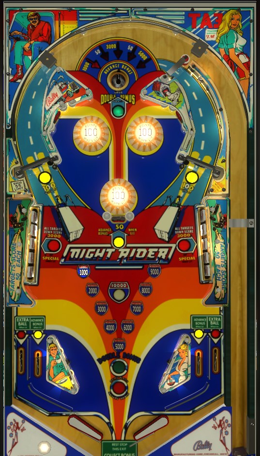 Night Rider playfield. Taken from VPX by Goldchicco