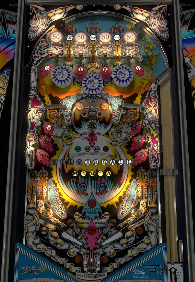 Silverball Mania playfield. Taken from VPX by HauntFreaks