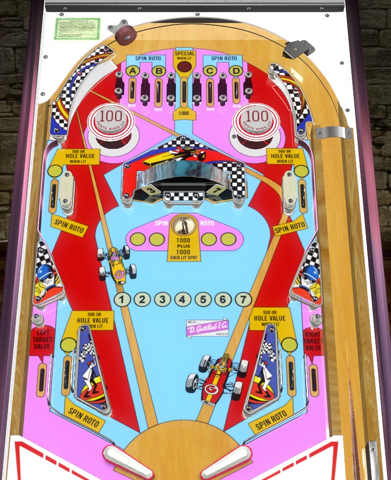 Spin Out playfield. Taken from VPX by Loserman76